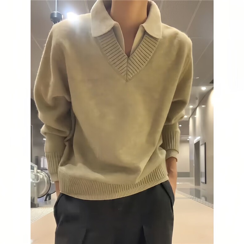 翻领毛衣女秋季长袖宽松显瘦上衣POLO领针织衫打底衫LM0388-P60,男装T恤,星座1008
