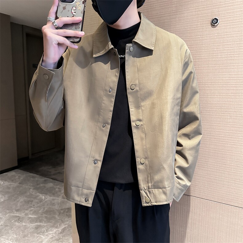 社会小伙男士秋冬纯色2025秋季长袖夹克店主风JK0817-P115,男装夹克,电商A236