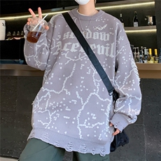 M185/P65新款个性设计感毛衣男简约百搭潮流男士圆领针织衫外套，男装针织衫/毛衣，电商基地A050