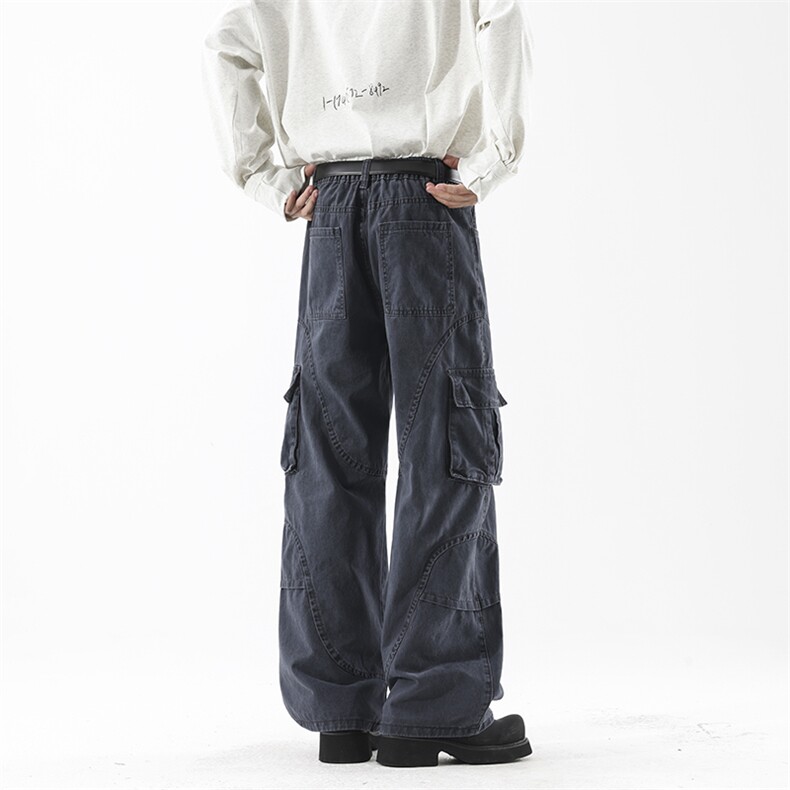 B221美式ins暗黑高品质多口袋休闲工装裤子LK24371-P70控98，男装休闲裤，电商B221