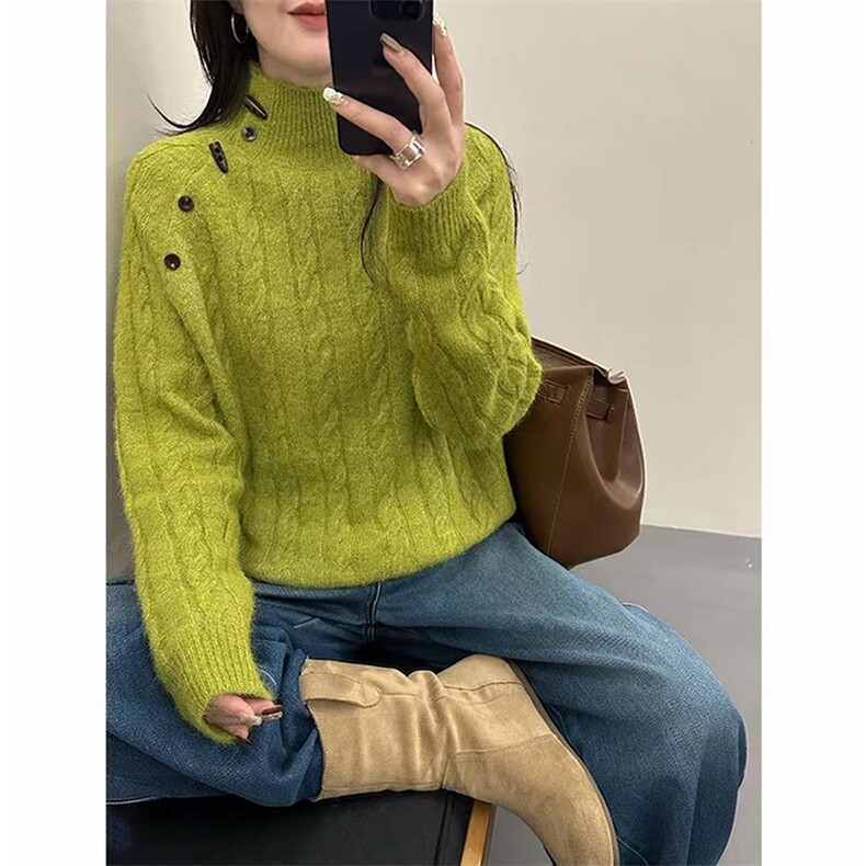 毛衣女冬季加厚外穿内搭套头圆领短款小个子时尚针织衫打底衫上衣,针织衫/毛衣,暖姿羊绒