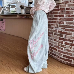 港风春款男女休闲卫裤字母刺绣拖地长裤HK139 P55，男装休闲裤，星座1013-1
