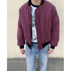 双面穿男生外套秋冬本命年红色夹棉夹克加厚棒球棉服cleanfit棉衣图片