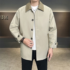 店主风2025秋季新款翻领时尚潮流中长款风衣外套2405-P125控165，男装风衣，电商A413