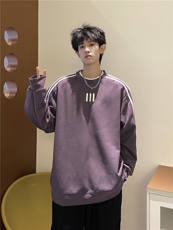 美式麂皮绒卫衣男复古条纹套头上衣宽松外套618A-WY05-P55控68，女装短外套，星座914-4