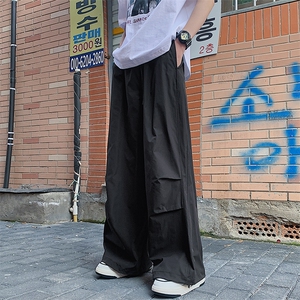 夏季薄款户外防水冲锋裤男女同款美式高街宽松休闲拖地裤图片