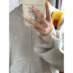 原版小狗刺绣开衫条纹卫衣ZW0140-常规特批45加绒50图片
