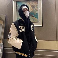 美式复古撞色拼接刺绣棒球服外套潮牌欧美街头cleanfit小众夹克男，男装夹克，星座603-2