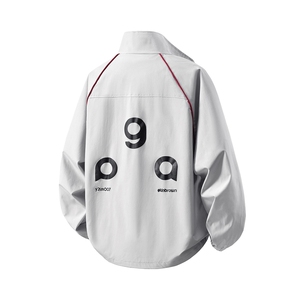 立体白底反光条镶边字母印花设计大码M-5XL夹克男JK78057P75控108图片