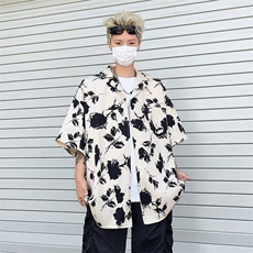ins美式复古设计感古巴领短袖花衬衫男夏季宽松痞帅衬衣，男装衬衫，星座716-4