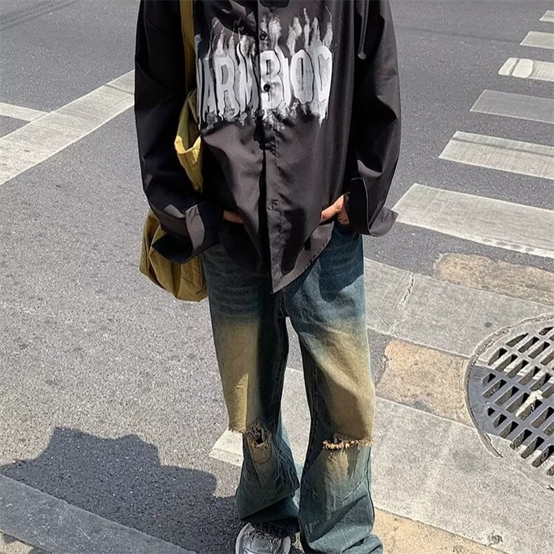 气质长袖衬衫时尚原宿文艺青春流行日系潮流免烫衬衣,男装衬衫,星座716-2