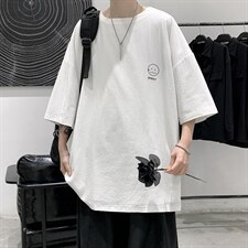 YT26072-P30亚短袖t恤男大码五分袖男宽松七分袖港风模特，男装T恤，电商A040