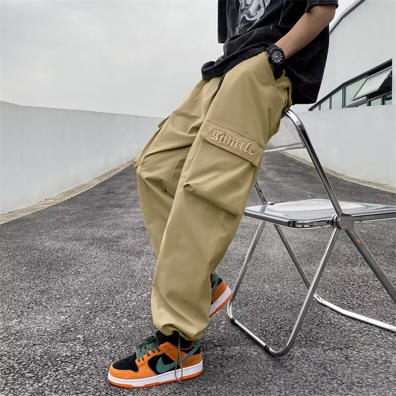 男春夏新款青少年时尚送腰带骑兵斜复合立体袋休闲裤GK23P40图片