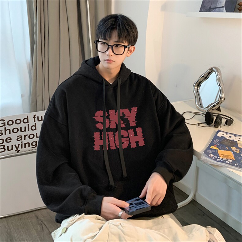 抖音品质 秋季320G华棉男士连帽大码印花卫衣WYH2478-P45控68图片