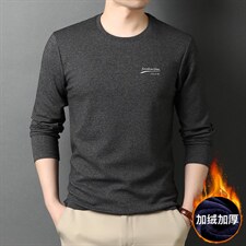 21冬季新款加绒上衣宽松圆领纯色圆领休闲保暖T恤男士GR5962-P65图片