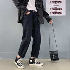 大量现货/主推港风宽松米白牛仔裤灰色/A338-1/HK23/P50，男装牛仔裤，电商D325