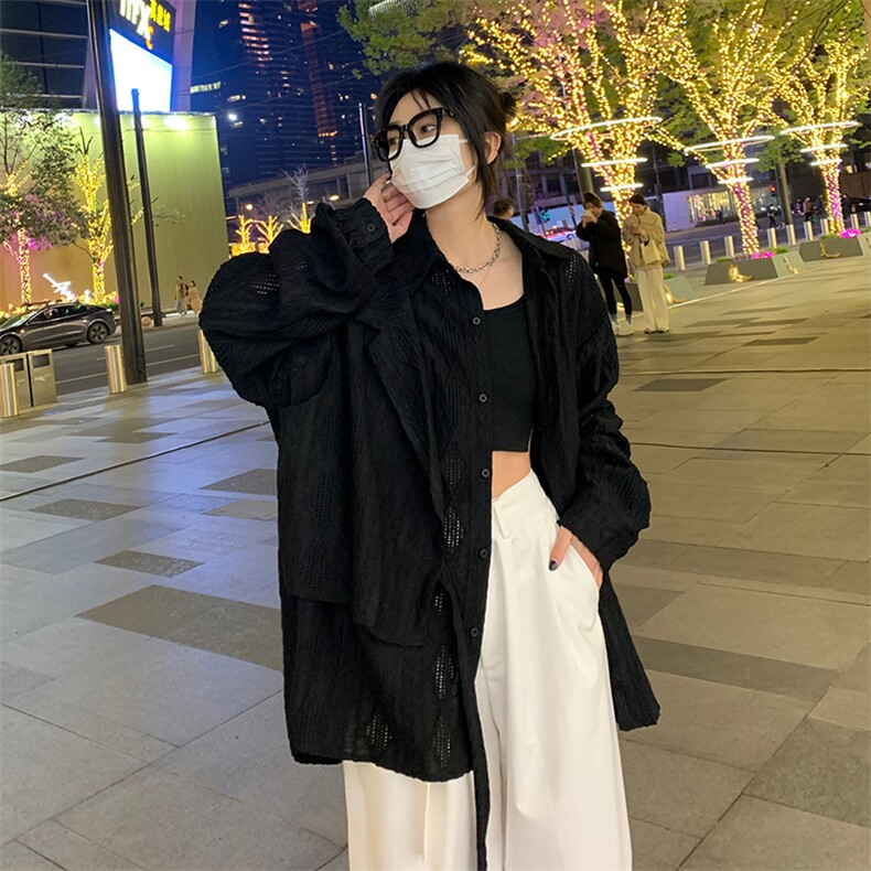 CS025-P52夏季设计感立体提花镂空长袖衬衫,男装衬衫,星座1501-1