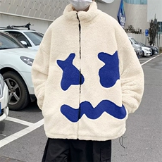 羊羔毛刺绣小恶魔网红男chic加绒加厚情侣款冬季立领保暖FJ041P55，男装棉衣，星座1116-2