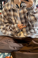 复古格子长袖衬衫男女中性大码衬衣外套C2212-P30【特价】，男装衬衫，电商A007