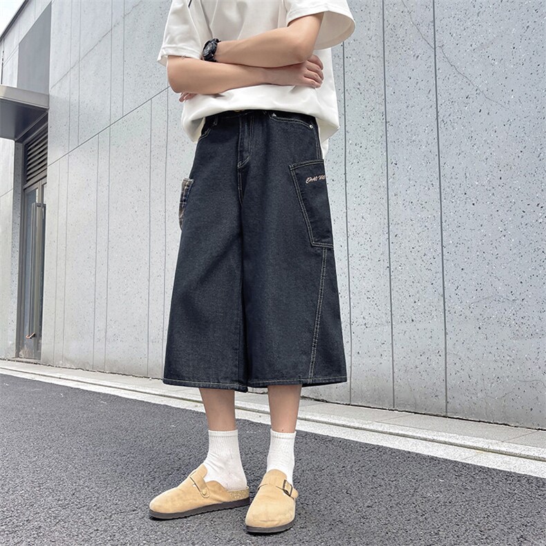 W53-P50美式格子牛仔裤2025夏季宽松休闲男女同款七分裤,男装牛仔裤,星座617A-1（原B318A）