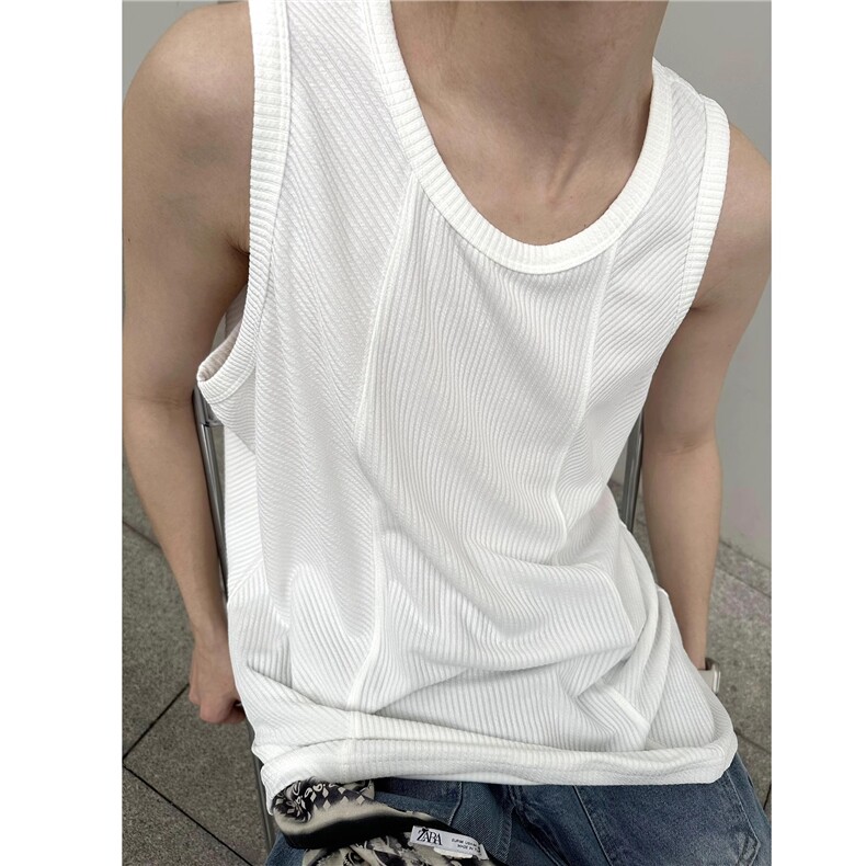 日系街头薄款纯色背心男士宽松无袖t恤潮牌运动健身外穿坎肩汗衫，男装背心/马甲，四季星座505