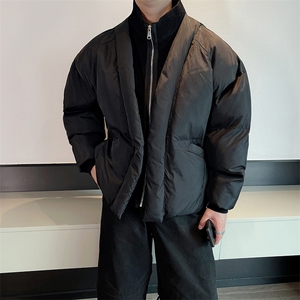 冬季高级感美式假两件立领保暖棉服男复古拼接短款棉衣潮M138P165图片