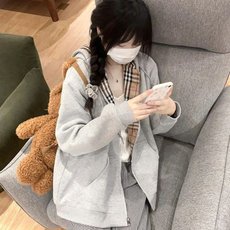 5339-P50原版做工食毛华棉复合格纹连帽卫衣薄款/加绒，女装卫衣/绒衫，星座617A-2