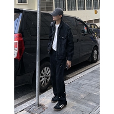 B221美式ins高街暗黑小众个性铆钉小脚牛仔裤LK23142-P65控88，男装牛仔裤，电商B221