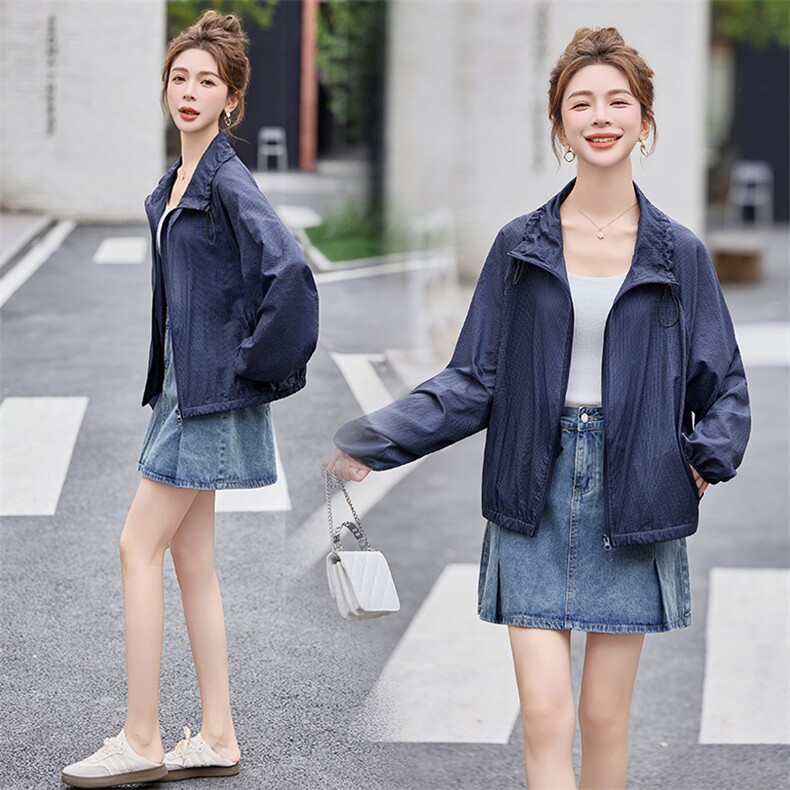 轻薄防晒衣女2025夏新款时尚宽松透气小个子休闲短款巨好看短外套,女装防晒衣,欧米莱