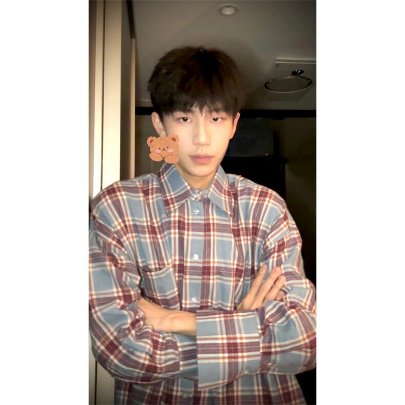 红色蓝色复古百搭格子衬衫男长袖宽松休闲开衫衬衣上衣K500-P48,男装衬衫,星座1007（原301D）