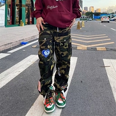 春季迷彩裤男港风潮流2025新款ins宽松个性百搭休闲裤K2201-P65，男装休闲裤，星座412