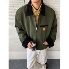 冬款男棉衣灯芯绒领保暖加绒加厚棉服外套JK1118P100加绒P125，男装棉衣，星座1013-1
