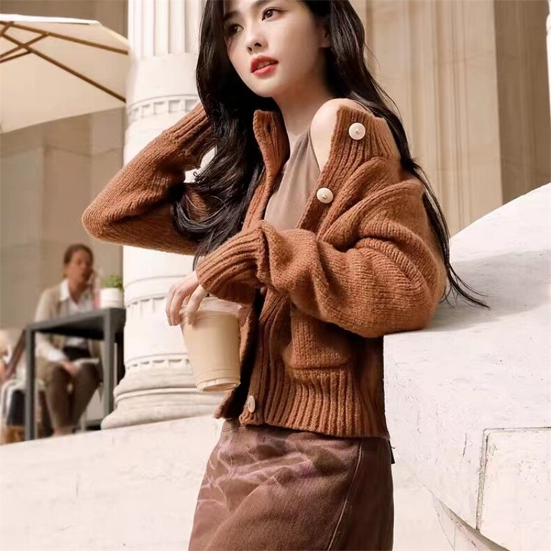 白鹿同款重工加厚羊毛开衫显瘦百搭时尚外套,女装羊毛衫,泰沅羊绒