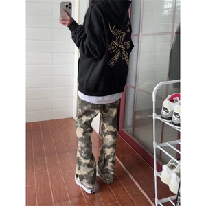 【有货】GG39ZZ-特40 美式vibe风迷彩裤潮牌高级感直筒微喇牛仔裤图片