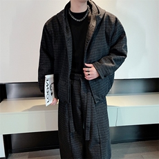 秋冬新款高级保暖连帽棉服外套弯刀裤套装男潮TZ353上衣135裤子78，男装棉衣，电商B267