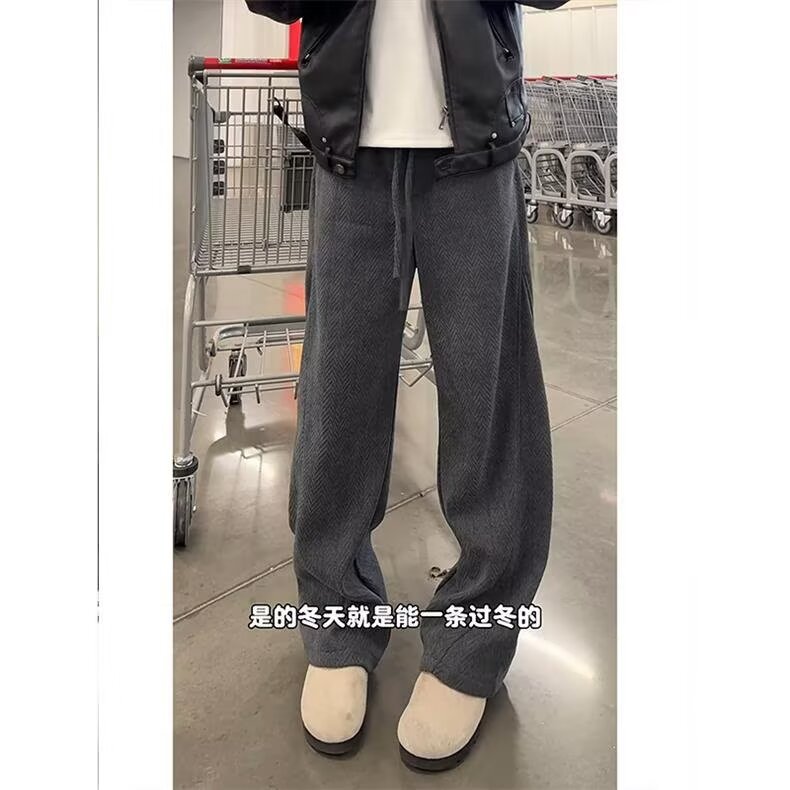 潮牌美式新款休闲裤男士秋冬季加厚长裤百搭裤子LJ844-P54加绒58,男装卫衣,星座1008