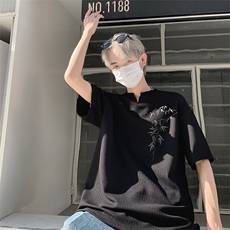 新款抖音直播得物痞帅肌理感V领短袖T7527P25控39，男装T恤，电商C408(原B339-1)