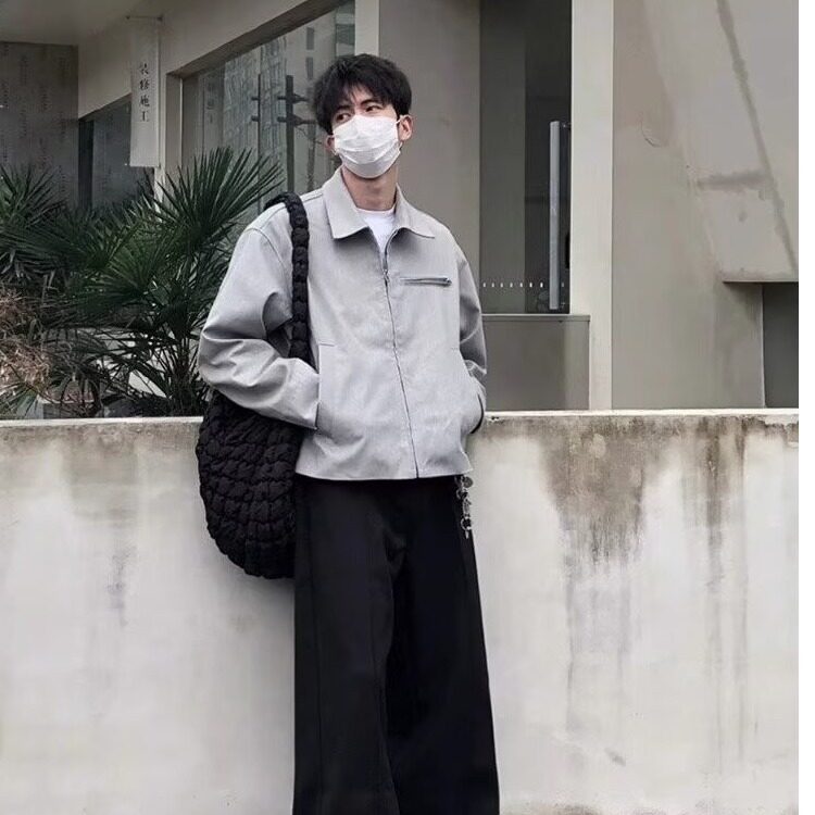 常规款宽松型长袖外穿鱼骨纹水洗做旧短款夹克潮春秋青少年翻领,男装夹克,星座506A