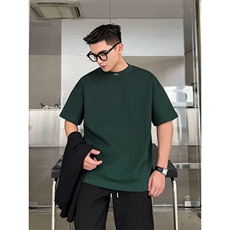 潮牌男士短袖2025新款简约设计感高端t恤棉正肩圆领短袖上衣，男装T恤，星座506A