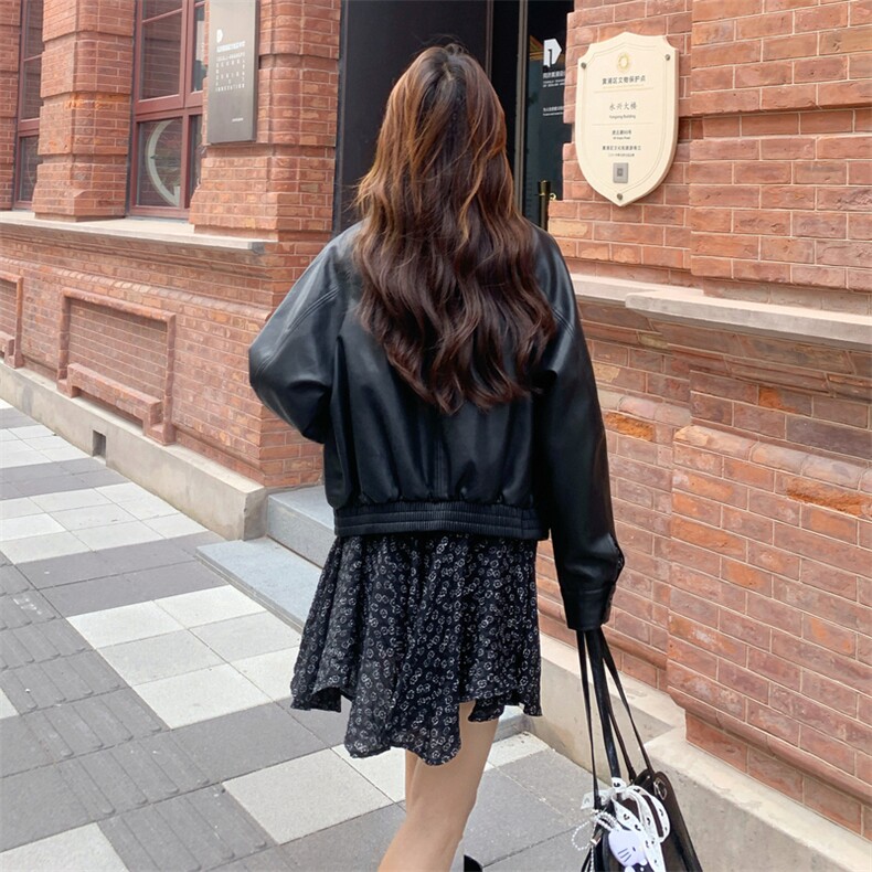 【新款】休闲气质短款皮夹克3906款P155K218,女装皮衣,2C316