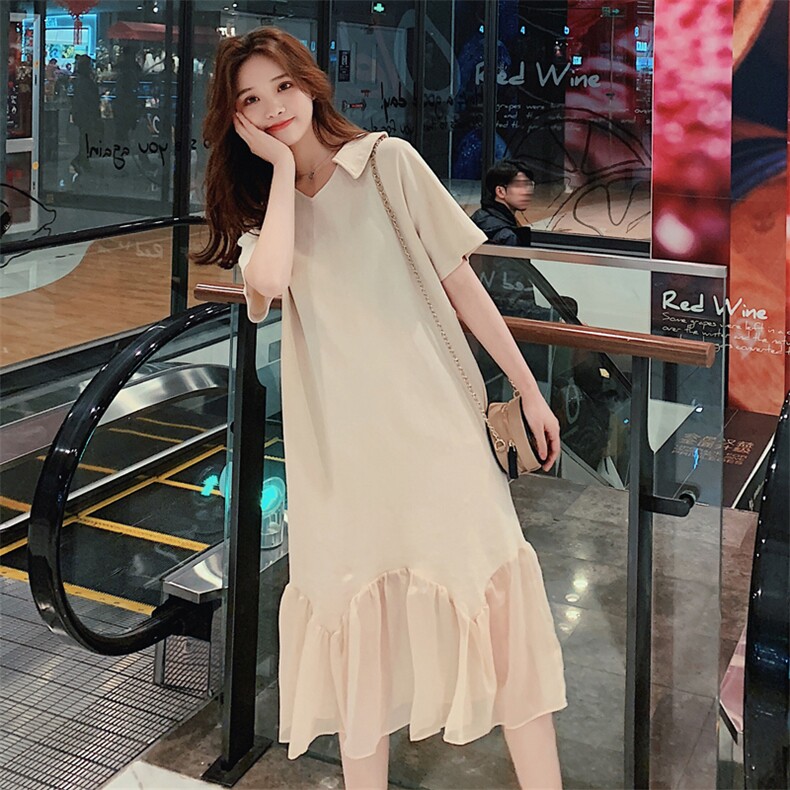 现货全棉针织鱼尾显瘦连衣裙女229-8104-P75控128,女装连衣裙,浙宝229