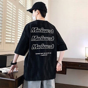 25161-特P40夏季休闲时尚T恤男短袖打底衫青少年潮牌印花T恤图片