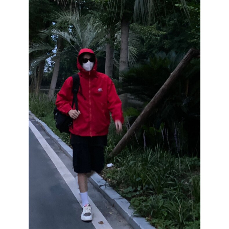 美式户外山系机能连帽红色冲锋衣男女外套W30113-P65,男装夹克,星座1007（原301D）