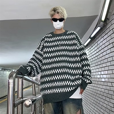 毛衣男2024年秋冬季港风潮牌日系复古学生休闲百搭圆领针织衫，男装针织衫/毛衣，星座716-3