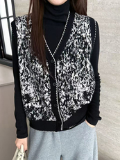 2025年秋季时尚百搭通勤简约休闲水墨画马甲，女装马甲，暖姿羊绒