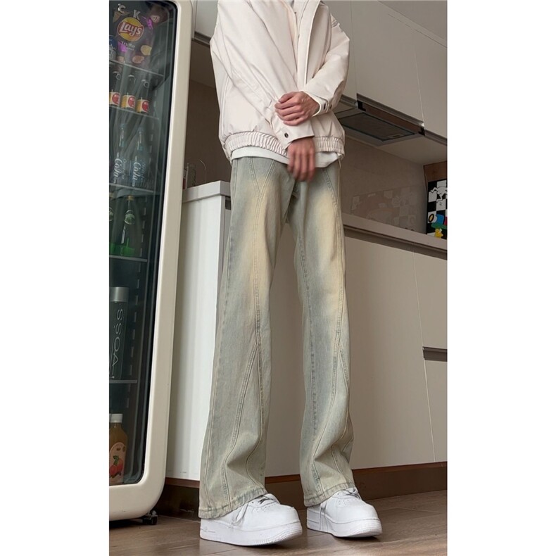 水洗牛仔裤潮牌高街痞帅炸街微喇裤复古街头显瘦裤子LG9011-P48,男装牛仔裤,星座1008