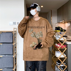 电商DSA028-LPWYF272100聚酯P35新款麂皮绒印花圆领卫衣男限48，男装卫衣，电商A028
