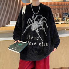美式复古卫衣男春季设计感宽松圆领印花外套港风大码套头上衣，男装针织衫/毛衣，星座716-2