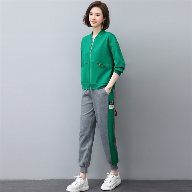 时尚休闲卫衣两件套女春秋新款宽松显瘦运动套装百搭潮流外套长裤,女装套装/套裙,依恋蒂丝