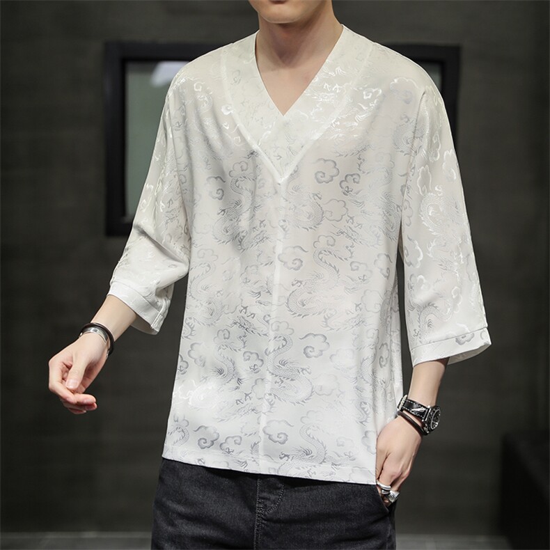 夏季风衬衫T恤潮提花时尚潮流T101-P55，男装T恤，电商A227